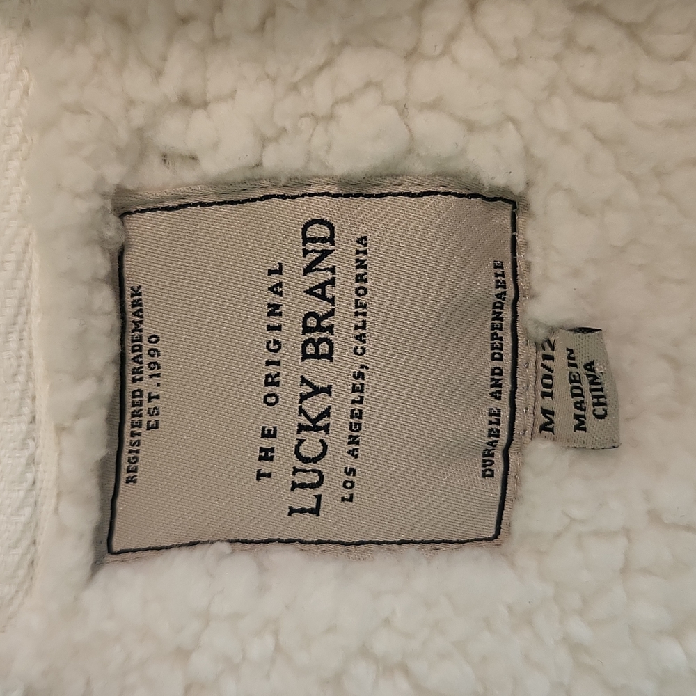 Lucky Brand Girls' Full Zip Sherpa Fleece Hoodie Putty Beige Heather Size 10-12 - Picture 6 of 12